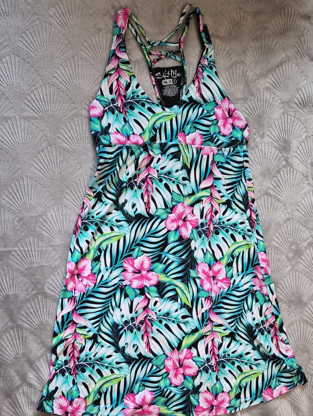 Salt Life Pink and Teal Tropical Floral Dress